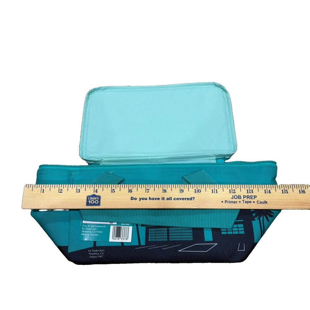 NEW Teal TRADER JOE'S Mini Insulated Bag Travel Tote Lunch Box 1.5 Gallon 78337 - Picture 3 of 4